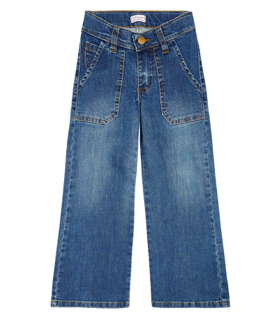 La Coqueta Kids' Enola Wide-leg Jeans In Blue