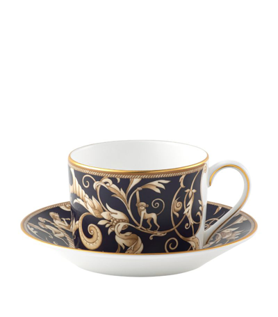 Wedgwood Cornucopia Graphic-print China Teacup And Saucer In Blue
