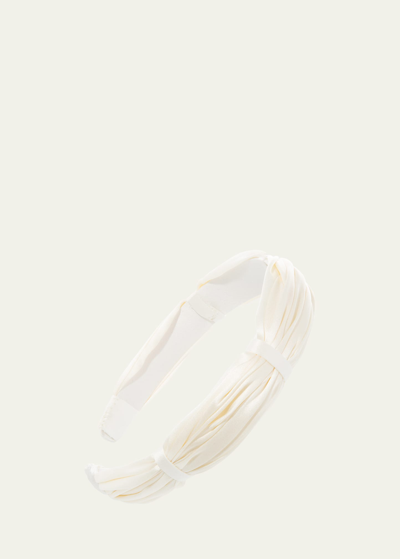 L. Erickson Usa Pleated Bouffant Silk Headband In Sc Ivory