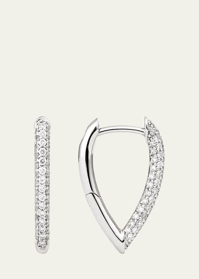 Engelbert White Gold Drop Link Creole 18mm Earrings With Diamonds In Metallic