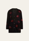 LIBERTINE BISOU LIP CRYSTAL LONG CASHMERE CARDIGAN