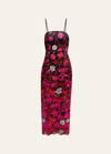 MILLY KAIT FLORAL-EMBROIDERED COLUMN MAXI DRESS