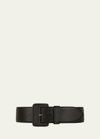 Vaincourt Paris La Merveilleuse Large Pebbled Leather Belt With Covered Buckle In Black