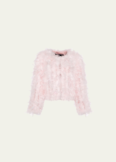 Gorski Cropped Feather Jacket In Pink