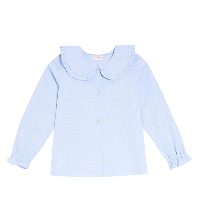 La Coqueta Kids' Miriam Frill-trimmed Cotton Shirt In Blue