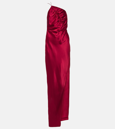 The Sei One-shoulder Silk Charmeuse Gown In Red
