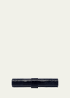 Smythson Mara Croc-embossed Leather Backgammon Roll In Navy