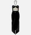 DAVID KOMA CORSET PATENT LEATHER MIDI DRESS