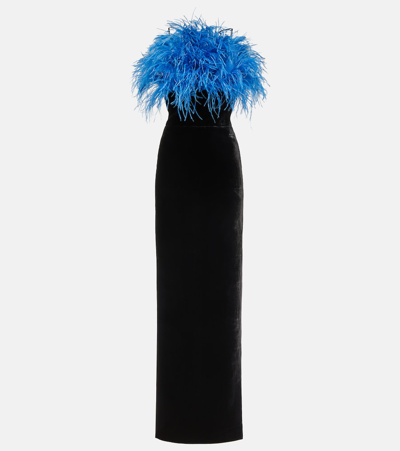 Rasario Feather-trimmed Gown In Black