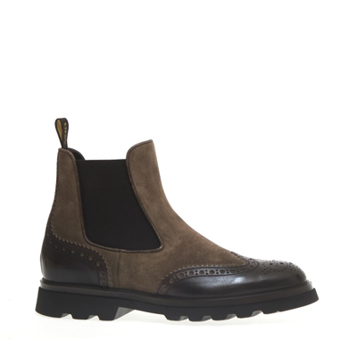 Doucal's Brown Leather Ankle Boots In Black