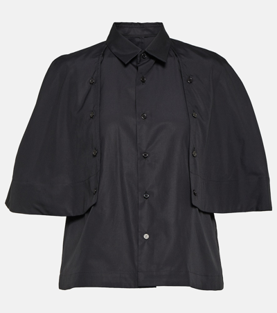 Noir Kei Ninomiya Cropped Cotton Poplin Shirt In Black