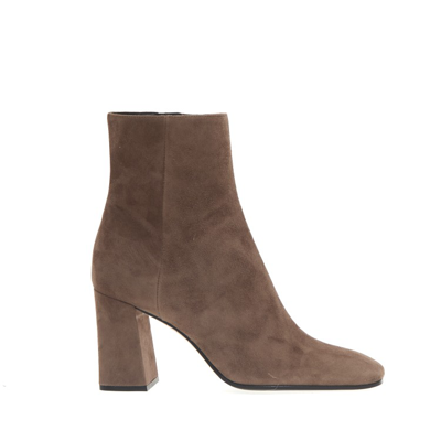 Sergio Rossi Taupe Suede Ankle Boot Heel 80 In Grey