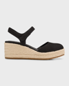 Eileen Fisher Nessa Suede Ankle-grip Wedge Espadrilles In Black