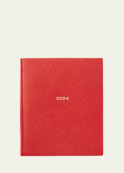 Smythson Premier Fashion 2024 Red Daily Diary In Scarlet Red