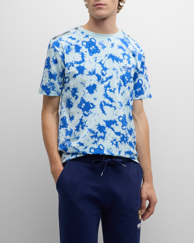 Moschino Men's Tie-dye Underbear T-shirt In Blue Multi