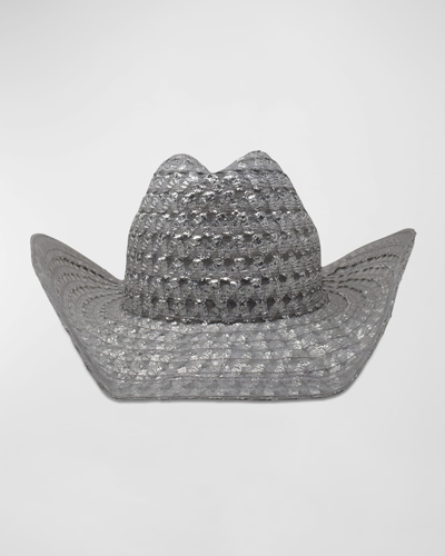Gigi Burris Britney Shimmering Western Hat In Silver