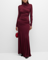 Tove Africa Stretch Turtleneck Maxi Dress In Deep Claret