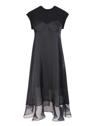 Sacai Jersey Midi Dress In Black