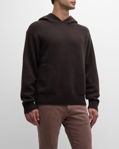 Frame Men's Solid Cashmere Hoodie In Marron