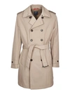 Fay Double-breasted Trench Coat In Neutrals