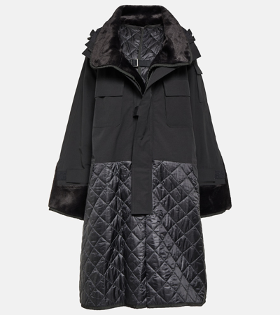 Junya Watanabe Quilted Hooded Parka Coat In Black