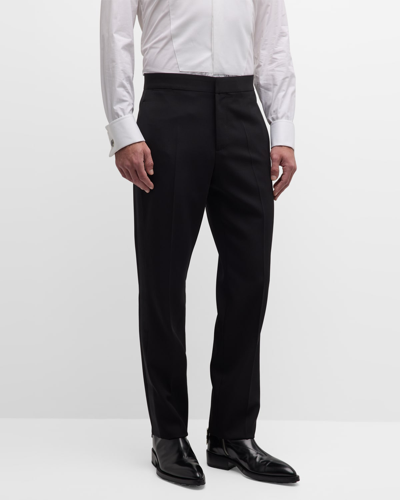 Versace Men's Jacquard Wool Dress Pants In Black