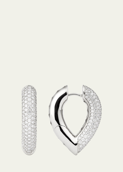 Engelbert White Gold Drop Link Creole 28mm Earrings With Diamonds
