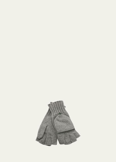 Portolano Jersey-knit Cashmere Flip-top Gloves In Light Gray