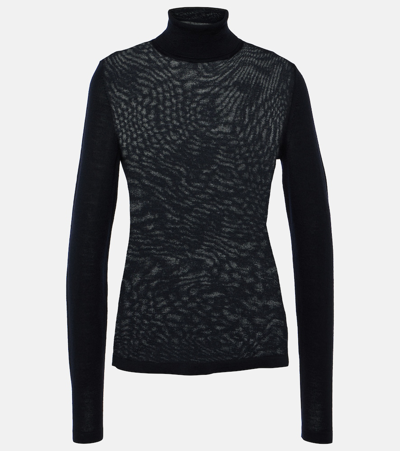 Max Mara Leisure Lecco Wool Turtleneck Top In Blue