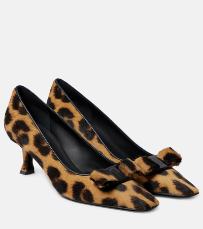 Ferragamo Siwar Leopard-print Calf Hair Pumps In Brown