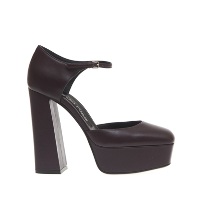 Sergio Rossi Pump With Platò Black Leather In Grey