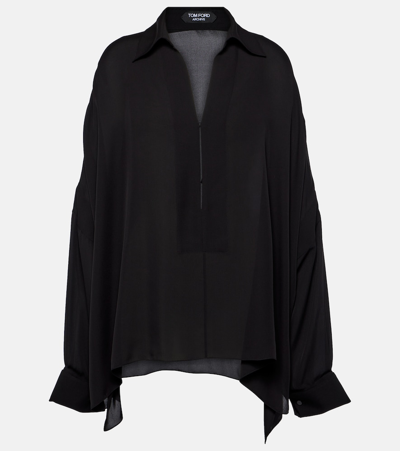 Tom Ford Silk Satin Shirt In Black