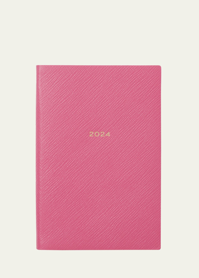 Smythson Wafer Pink 2024 Weekly Diary With Pocket In Peony