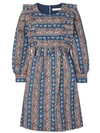 See By Chloé Deva Printed Linen Midi Dress In Blue