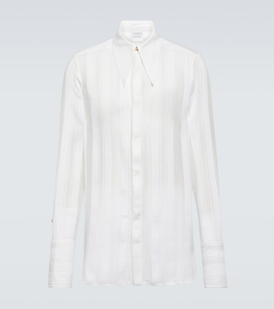 King & Tuckfield Striped Cotton And Silk Shirt In White
