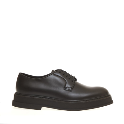 Doucal's Dark Brown Lace-up Derby Shoes In Black