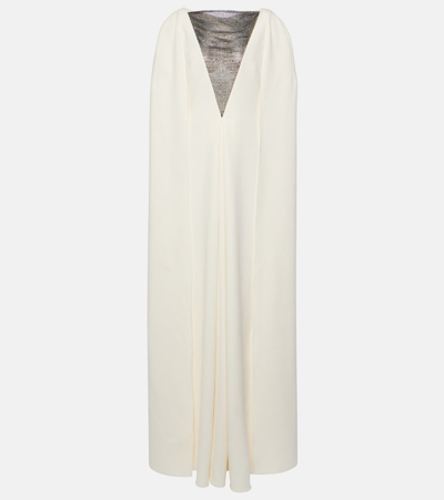 Safiyaa Abrielle Embellished Caped Gown In White