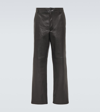 Prada Leather Straight Pants In Black
