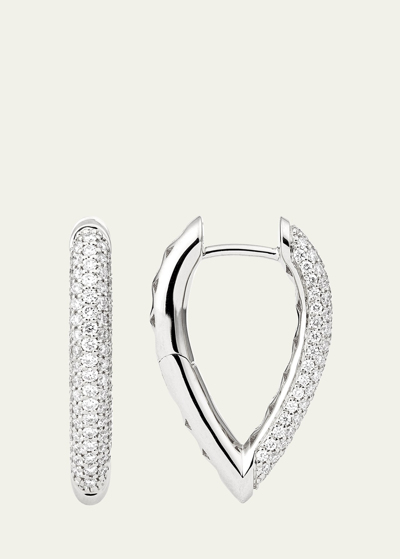 Engelbert White Gold Drop Link Creole 21mm Earrings With Diamonds In Metallic