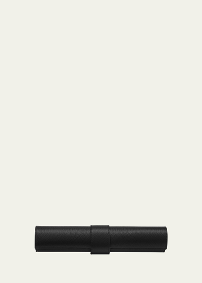 Smythson Panama Leather Backgammon Roll In Black