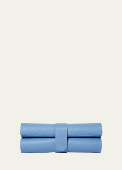 Smythson Panama Leather Chess Roll In Nile Blue