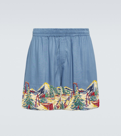 Bode Blue Ski Lift Shorts In Blue Multi