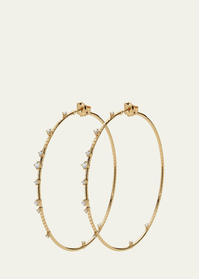 Mattia Cielo 18k Yellow Gold 60mm Diamond Hoop Earrings