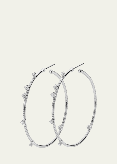 Mattia Cielo 18k White Gold 40mm Diamond Hoop Earrings