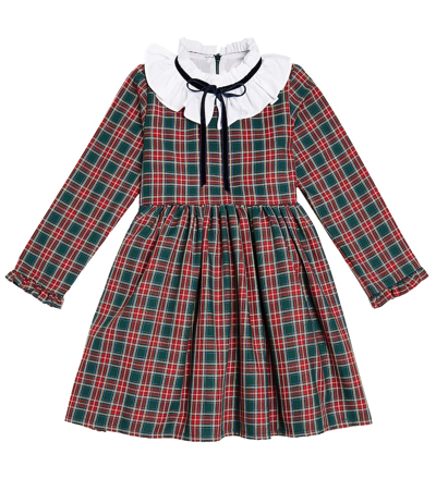 La Coqueta Kids' Flora Checked Cotton-blend Dress In Multicoloured