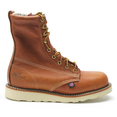 Pre-owned Thorogood Mens Boots 8 Inch Plain Toe Safety Toe Lace-up Ankle Wedge Leather