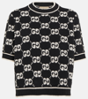 Gucci Gg Jacquard Wool Bouclé Top In Black