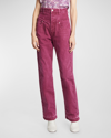 Isabel Marant Noemie Raw-edge Straight Leg Jeans In Burgundy