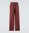Wales Bonner Mens Brown And Red Snare Abstract-print Mid-rise Wide-leg Satin Trousers