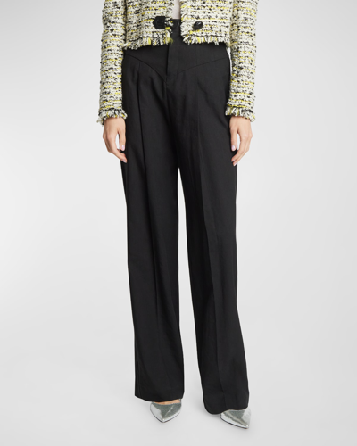 Isabel Marant Staya High-rise Yoked Pleated Straight-leg Trousers In Black